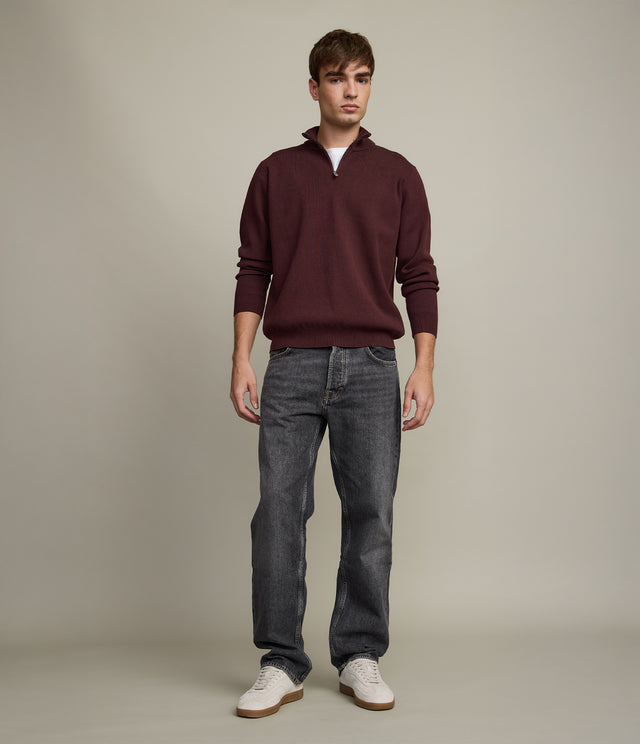 Sweater Hombre Tokio Half Zipper Burdeo