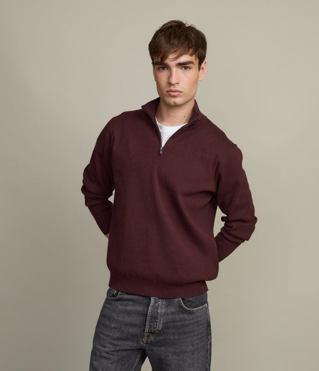 Sweater Hombre Tokio Half Zipper Burdeo