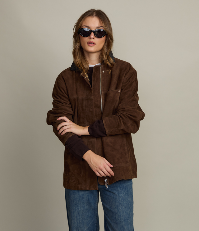 Chaqueta Mujer 100% Cuero Mara Café