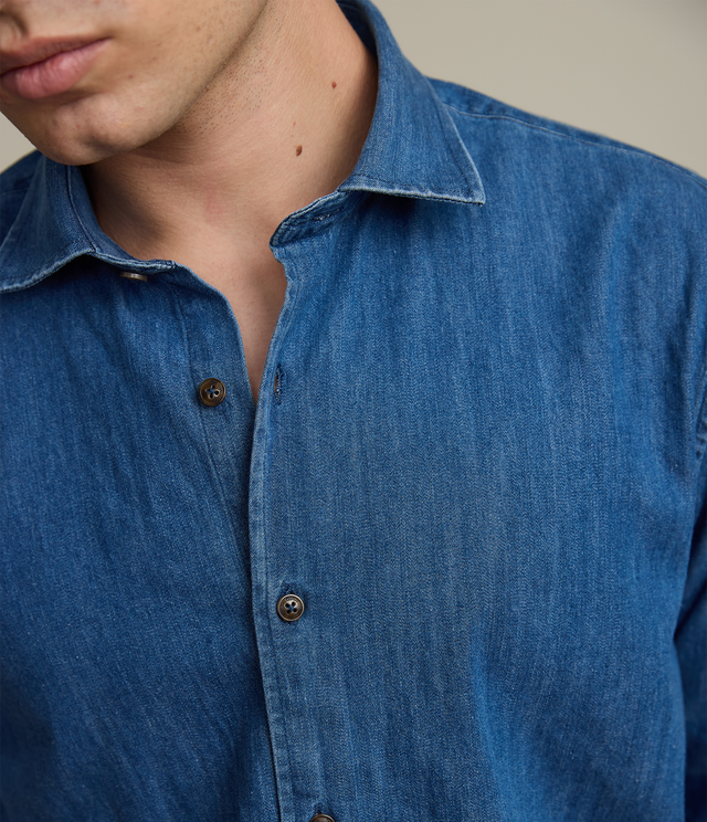 Camisa Hombre Denim Manga Larga Colt Azul