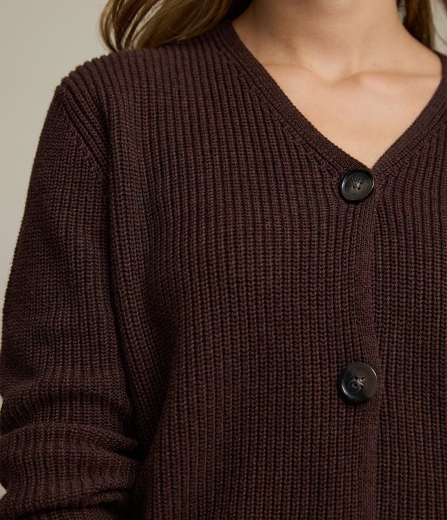 Cárdigan Mujer 100% Algodón Cala Café Rojizo