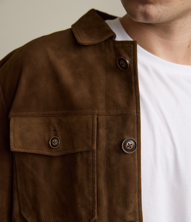 Chaqueta Hombre 100% Cuero Gamuza Jack Camel