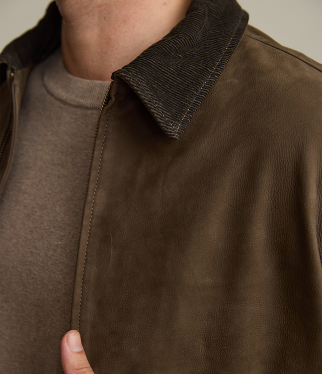 Chaqueta Hombre 100% Cuero Cuello Cotelé Paul