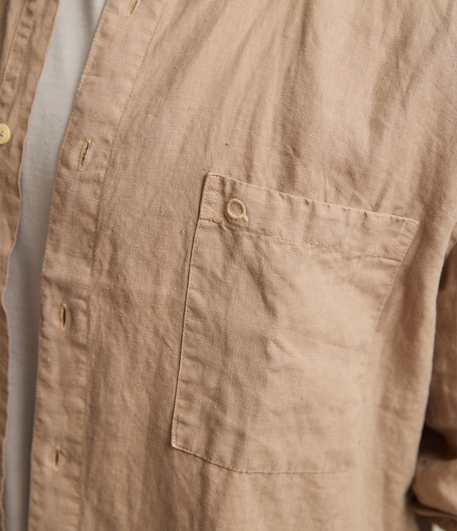 Camisa Hombre Overshirt Lino Camel