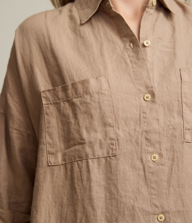 Blusa Mujer 100% Lino Sabah Camel