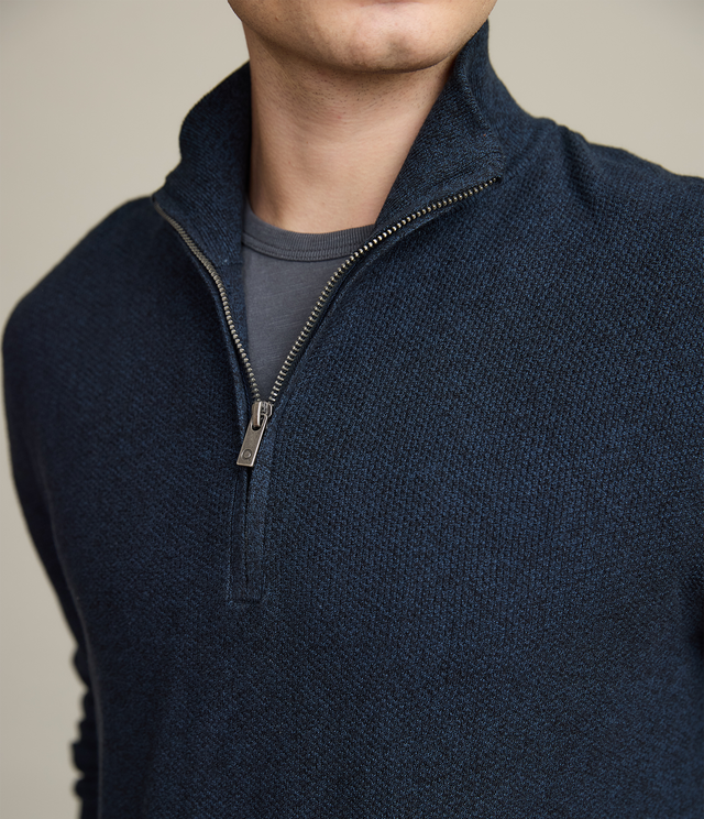 Sweater Hombre 100% Algodón Acra Half Zipper Azul Marino