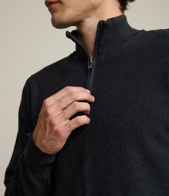 Sweater Hombre 100% Algodón Acra Half Zipper Gris Marengo