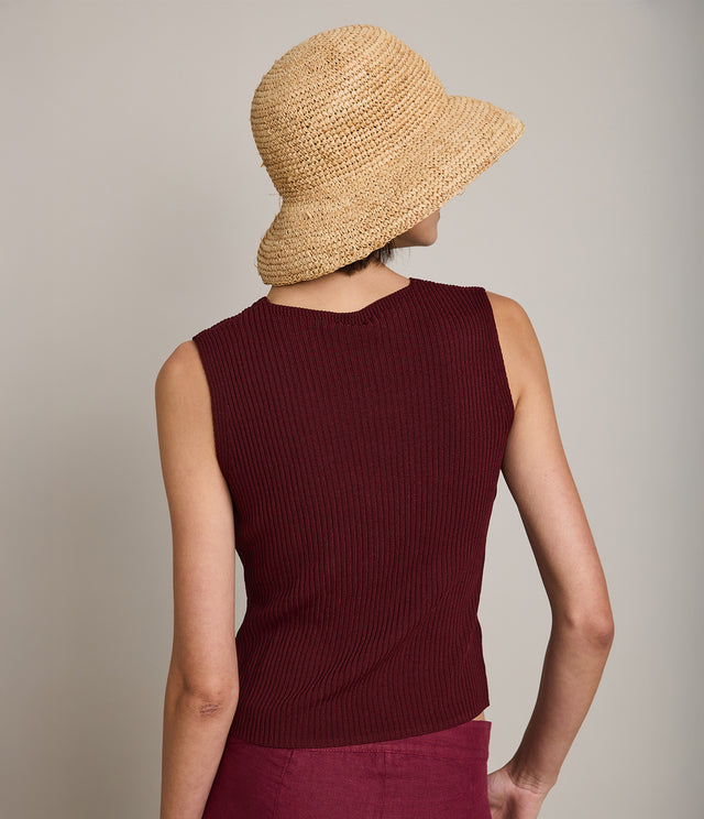 Top Mujer Viscosa Italiana Botones Burdeo