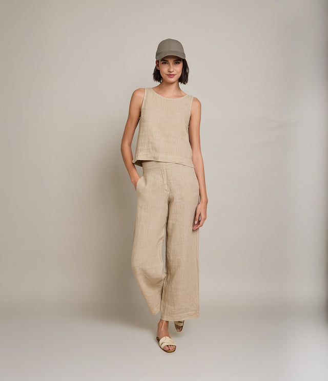 Top Mujer 100% Lino Firenze Beige