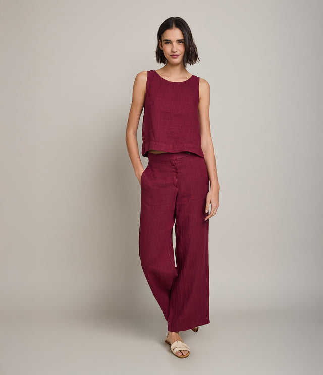 Top Mujer 100% Lino Firenze Burdeo