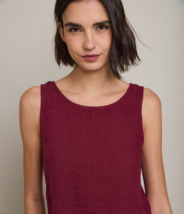 Top Mujer 100% Lino Firenze Burdeo