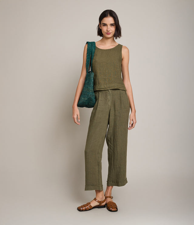 Top Mujer 100% Lino Firenze Verde