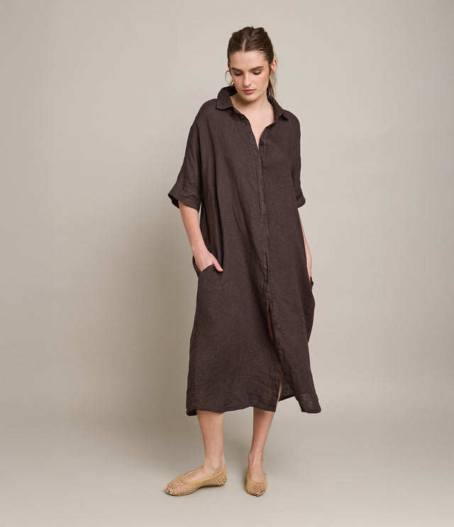 Blusón Mujer 100% Lino Firenze Café