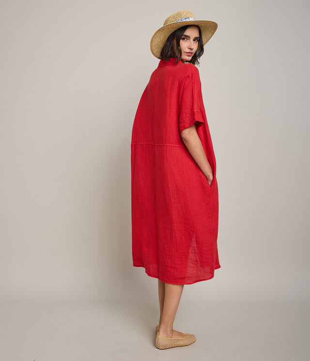 Blusón Mujer 100% Lino Firenze Rojo