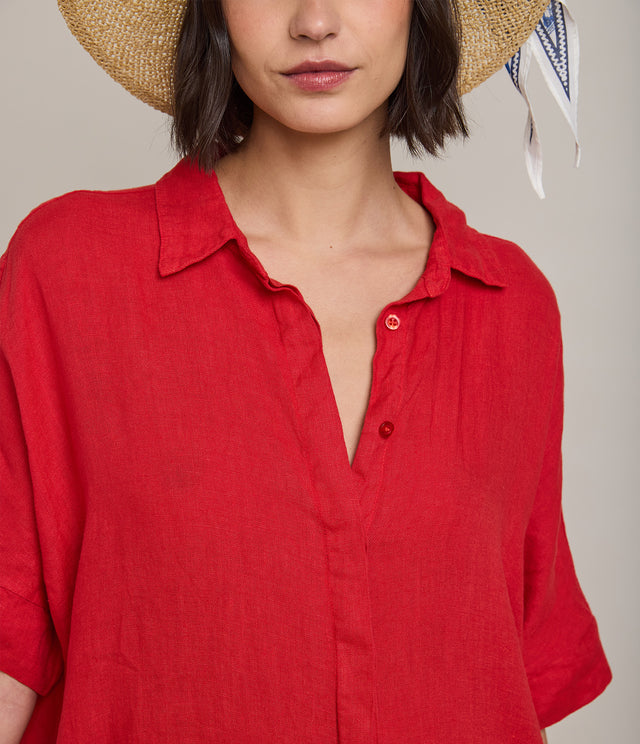 Blusón Mujer 100% Lino Firenze Rojo
