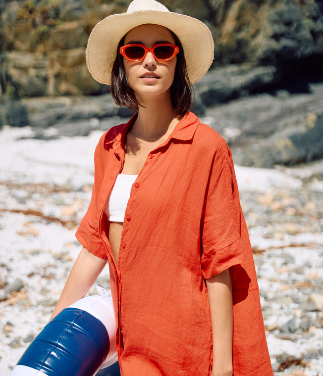 Blusón Mujer 100% Lino Firenze Rojo