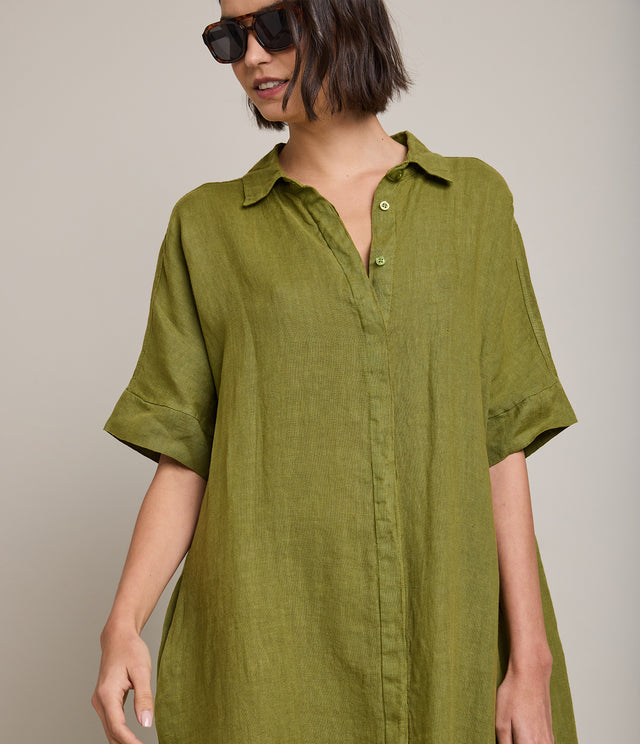 Blusón Mujer 100% Lino Firenze Verde