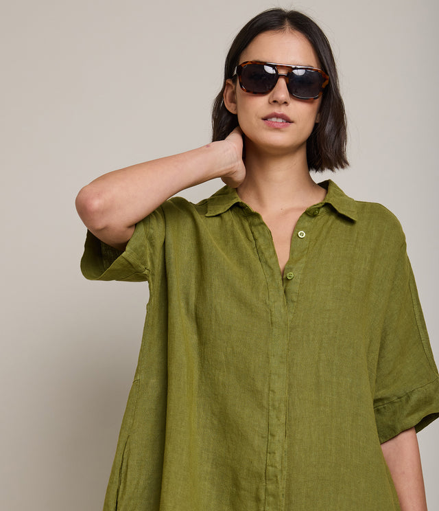 Blusón Mujer 100% Lino Firenze Verde