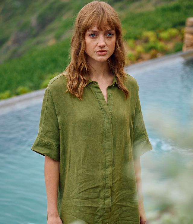 Blusón Mujer 100% Lino Firenze Verde