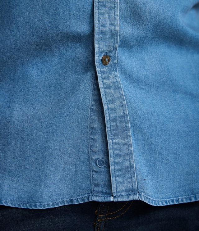 Camisa Denim Manga Corta Azul - Camisa