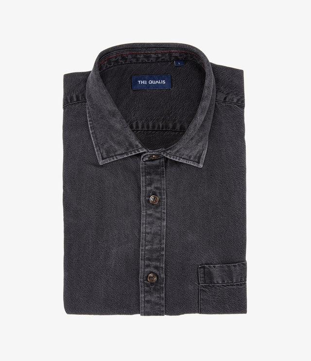 Camisa Denim Manga Corta Negro - Camisa