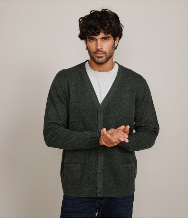 Cárdigan Land Wool Verde Oscuro - Sweater