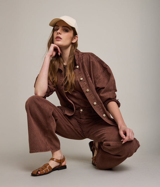 Chaqueta Mujer Denim 100% Algodón Cafe - Chaqueta