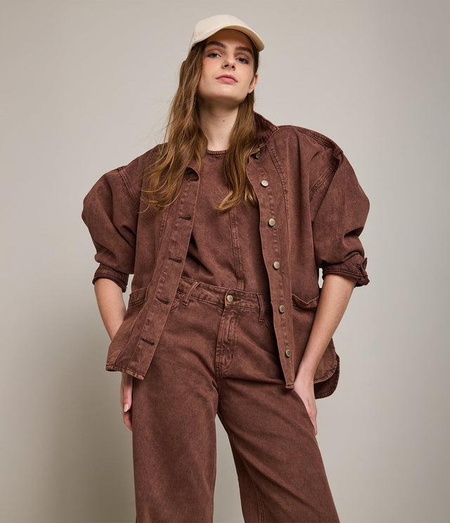 Chaqueta Mujer Denim 100% Algodón Cafe - Chaqueta