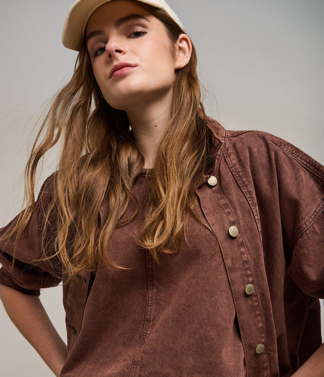 Chaqueta Mujer Denim 100% Algodón Cafe - Chaqueta