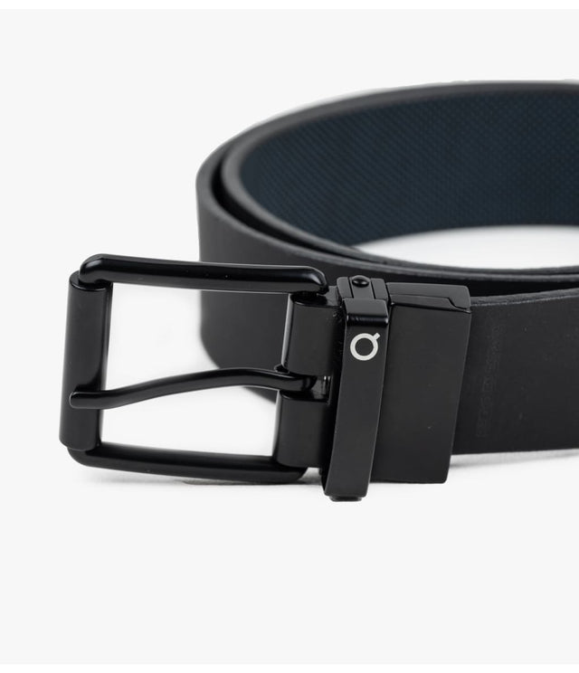 Cinturón Cuero Reversible Negro Textura - Cinturon