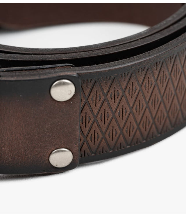 Cinturón Rombos Cuero Café - Cinturon