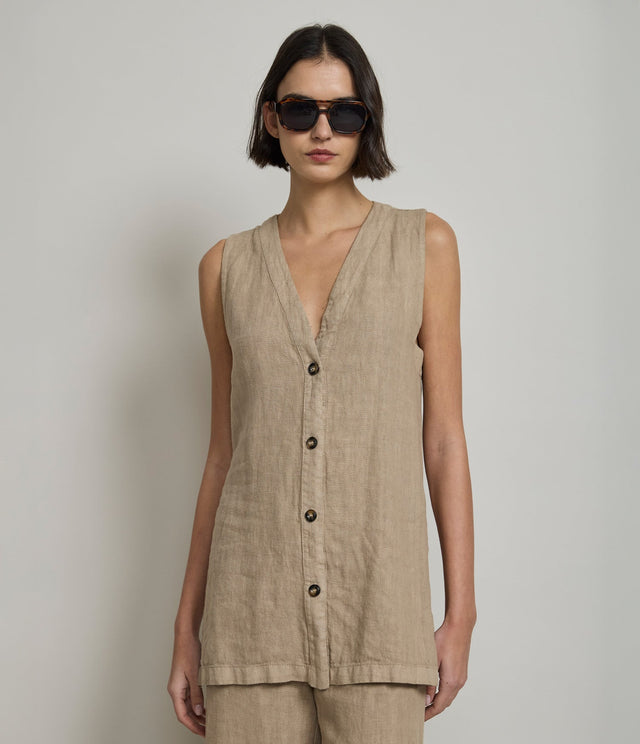 Guillete Milan Lino Café Claro - Blusa