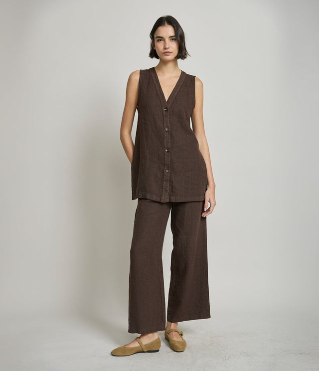 Guillete Milan Lino Café Oscuro - Blusa