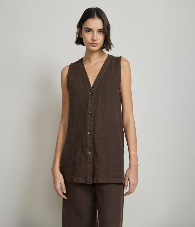 Guillete Milan Lino Café Oscuro - Blusa
