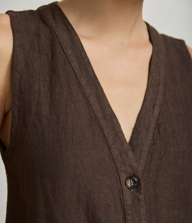 Guillete Milan Lino Café Oscuro - Blusa