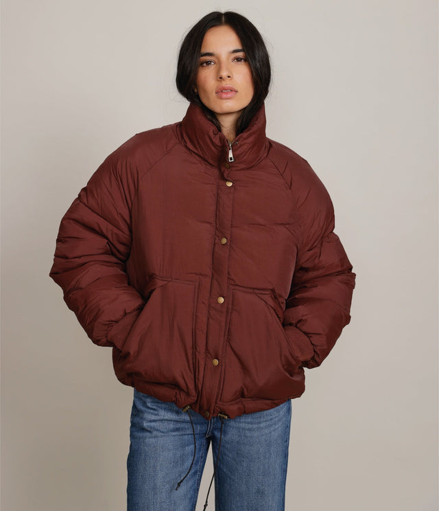 Parka Puffer Burdeo - Abrigo Mujer