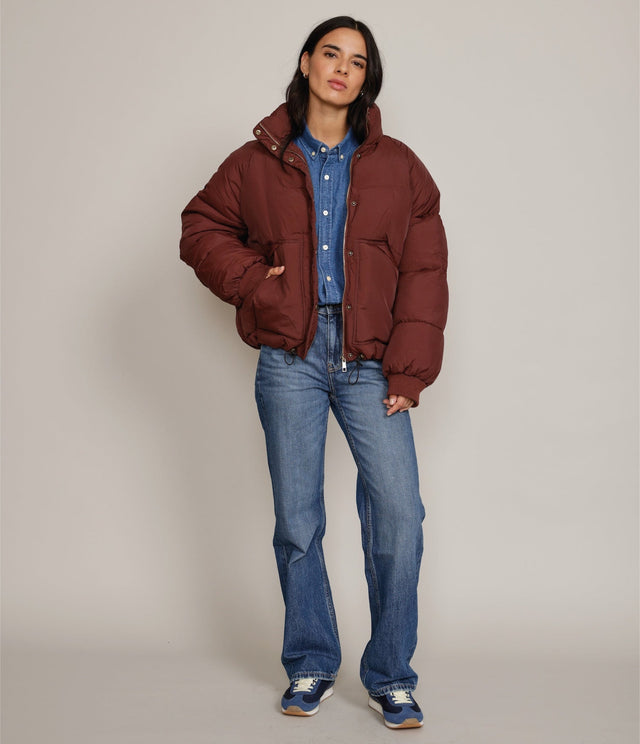 Parka Puffer Burdeo - Abrigo Mujer