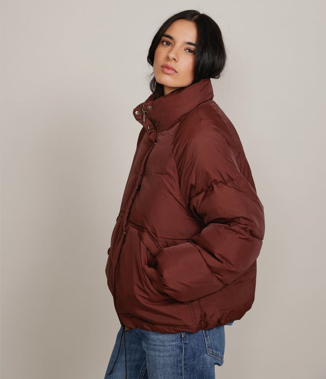 Parka Puffer Burdeo - Abrigo Mujer