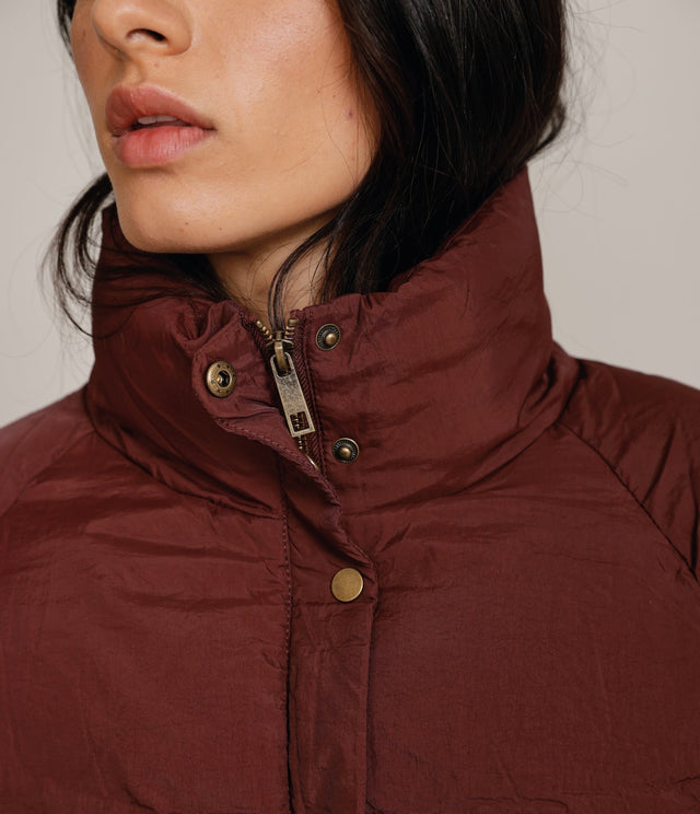Parka Puffer Burdeo - Abrigo Mujer