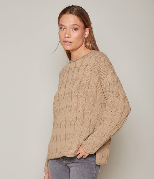 Sweater Trenzado Camel - Sweater Mujer