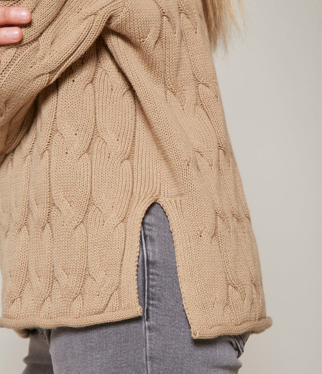 Sweater Trenzado Camel - Sweater Mujer
