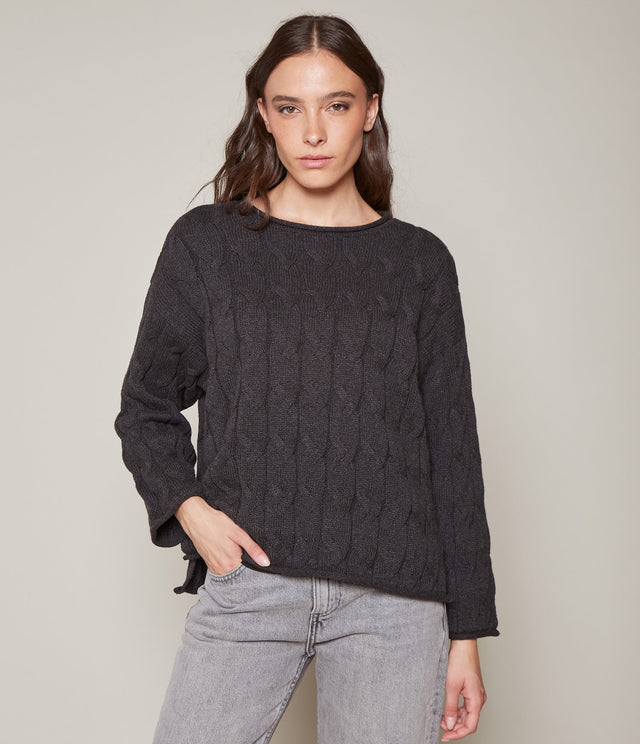 Sweater Trenzado Grafito - Sweater Mujer