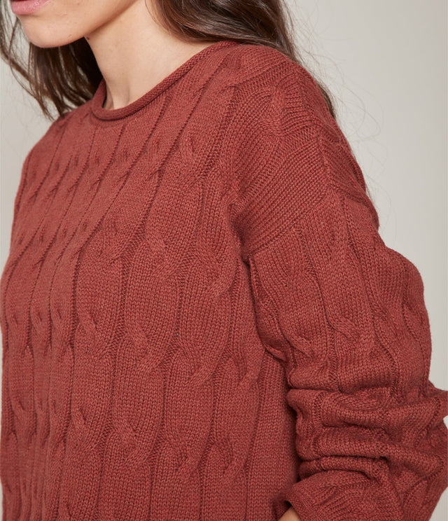 Sweater Trenzado Ladrillo - Sweater Mujer