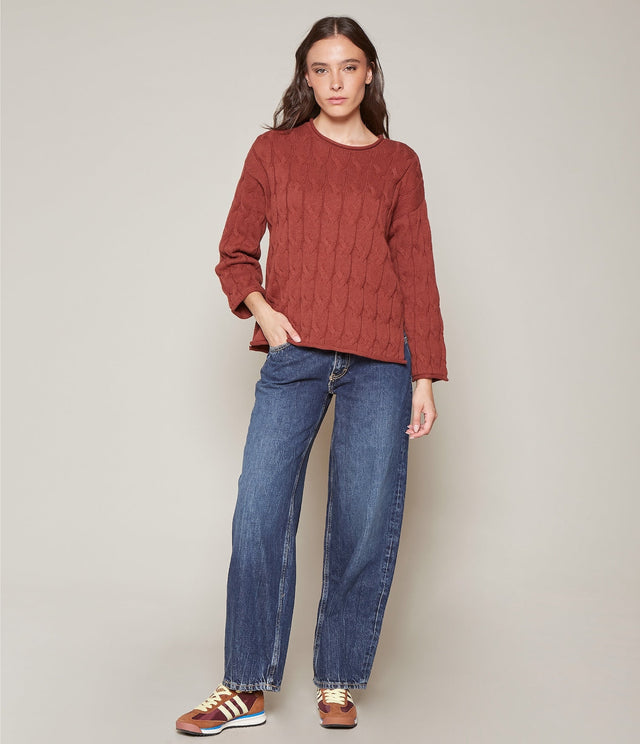 Sweater Trenzado Ladrillo - Sweater Mujer