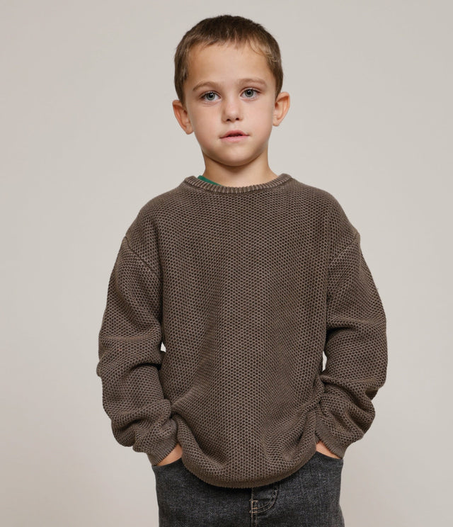 Sweater Waffle Verde Oliva Kids - Sweater