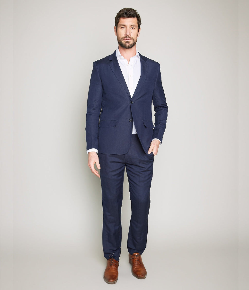 The Qualis Traje 100% Lino Azul Marino