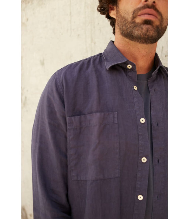 Camisa Overshirt Lino Azul Marino - Camisa