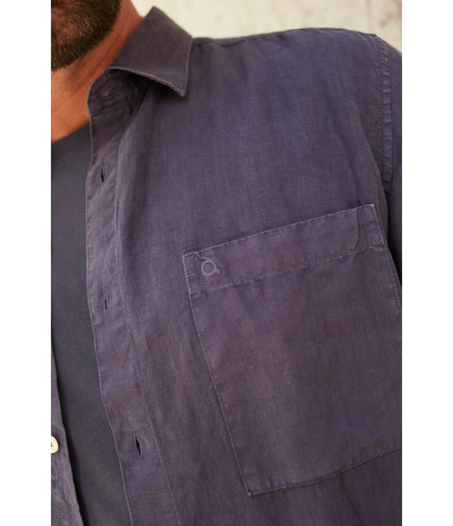 Camisa Overshirt Lino Azul Marino - Camisa