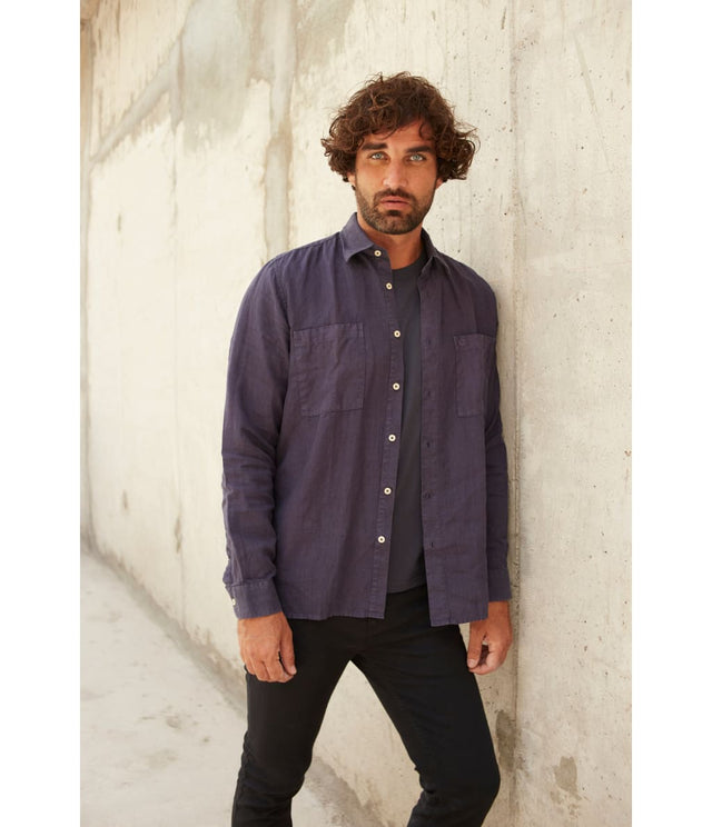 Camisa Overshirt Lino Azul Marino - Camisa