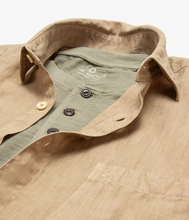 Camisa Overshirt Lino Camel - Camisa